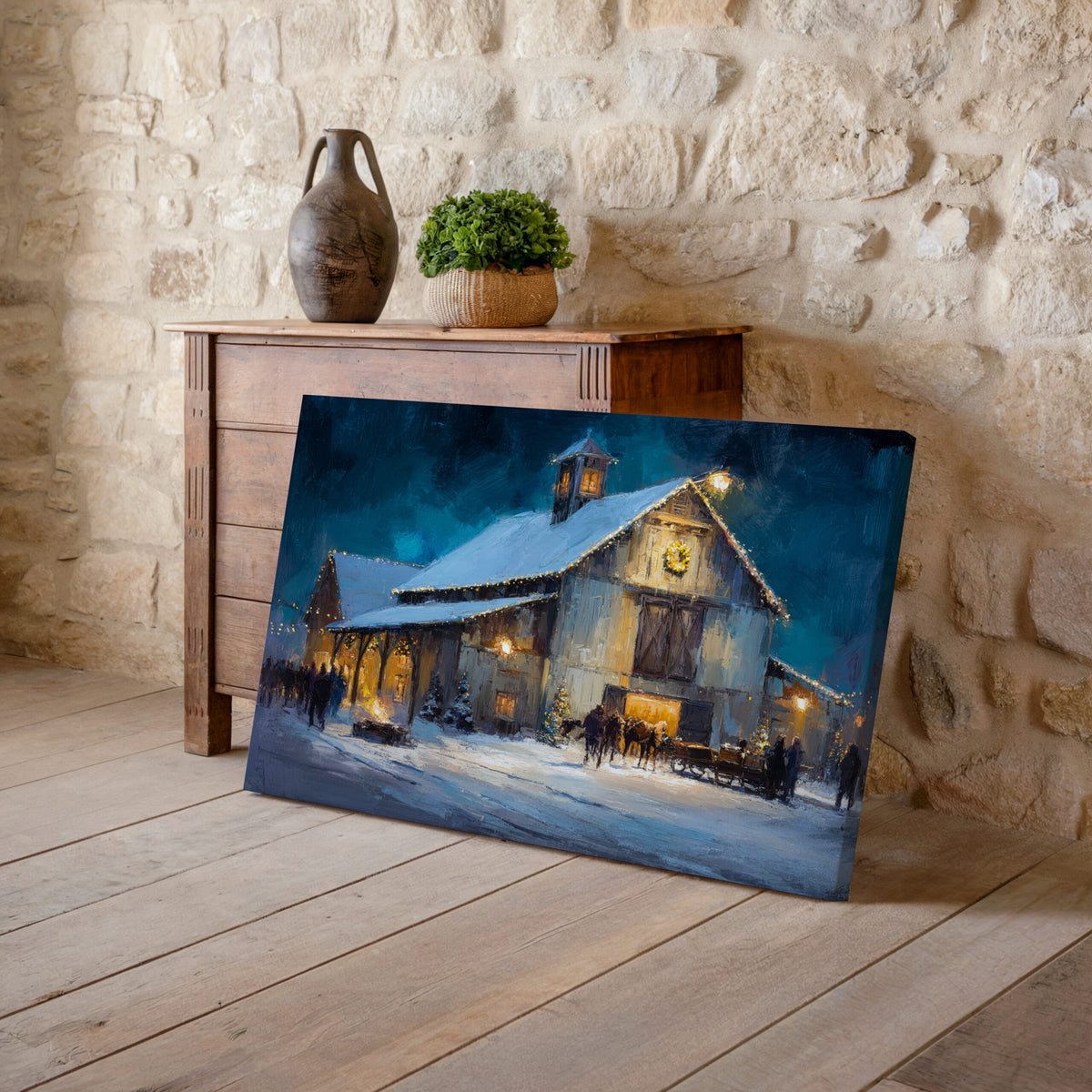 Winter Barn Wedding Wall Art – styled room view 6