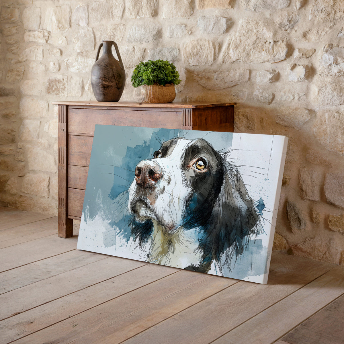 English Springer Spaniel Canvas Wall Art – styled room view 6