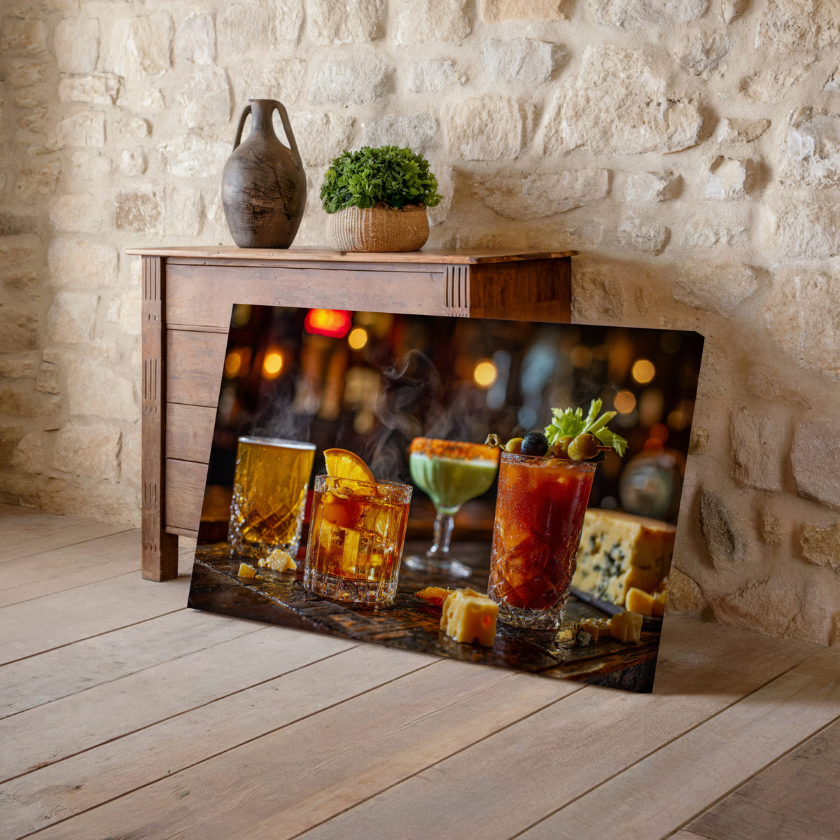 Wisconsin Tavern Cocktail Wall Art – styled room view 6