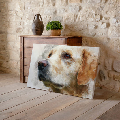 Golden Retriever Portrait Canvas Art – styled room view 6
