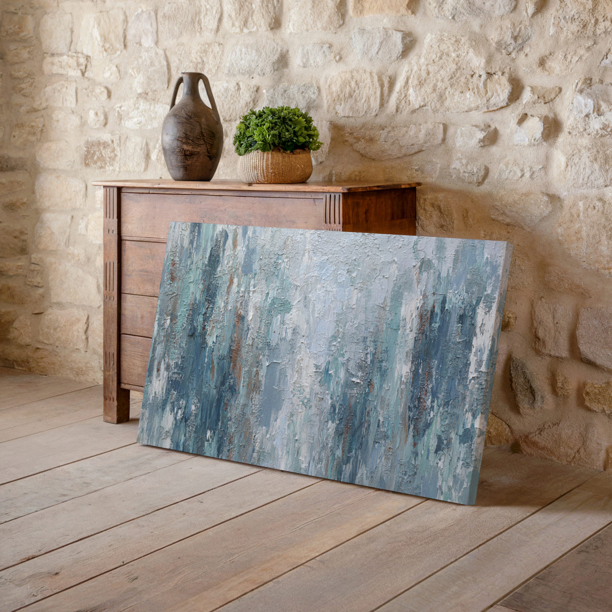 Abstract Forest Canvas Wall Art – styled room view 5