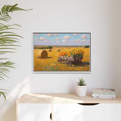 Sunflower Harvest Wagon Decor | Rustic Farm Art for Home