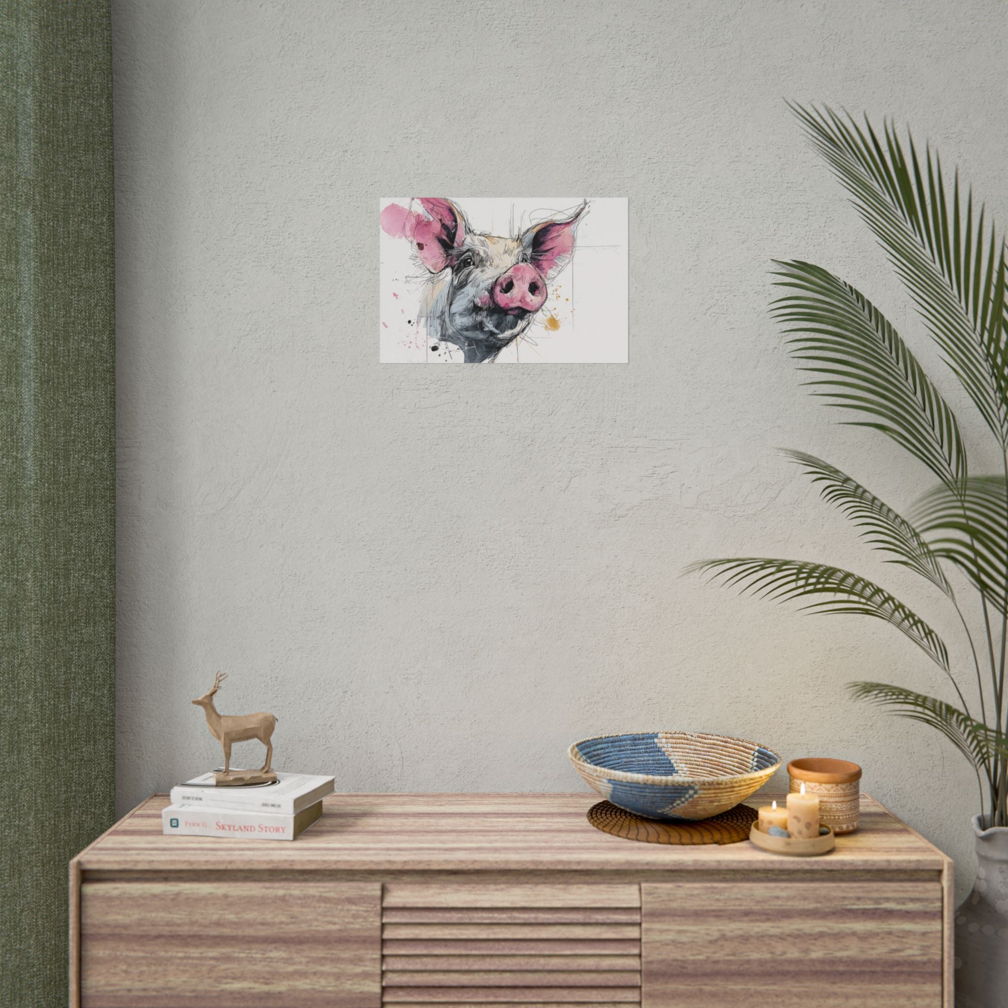 Whimsical Pig Art Print - Playful Farmhouse Decor