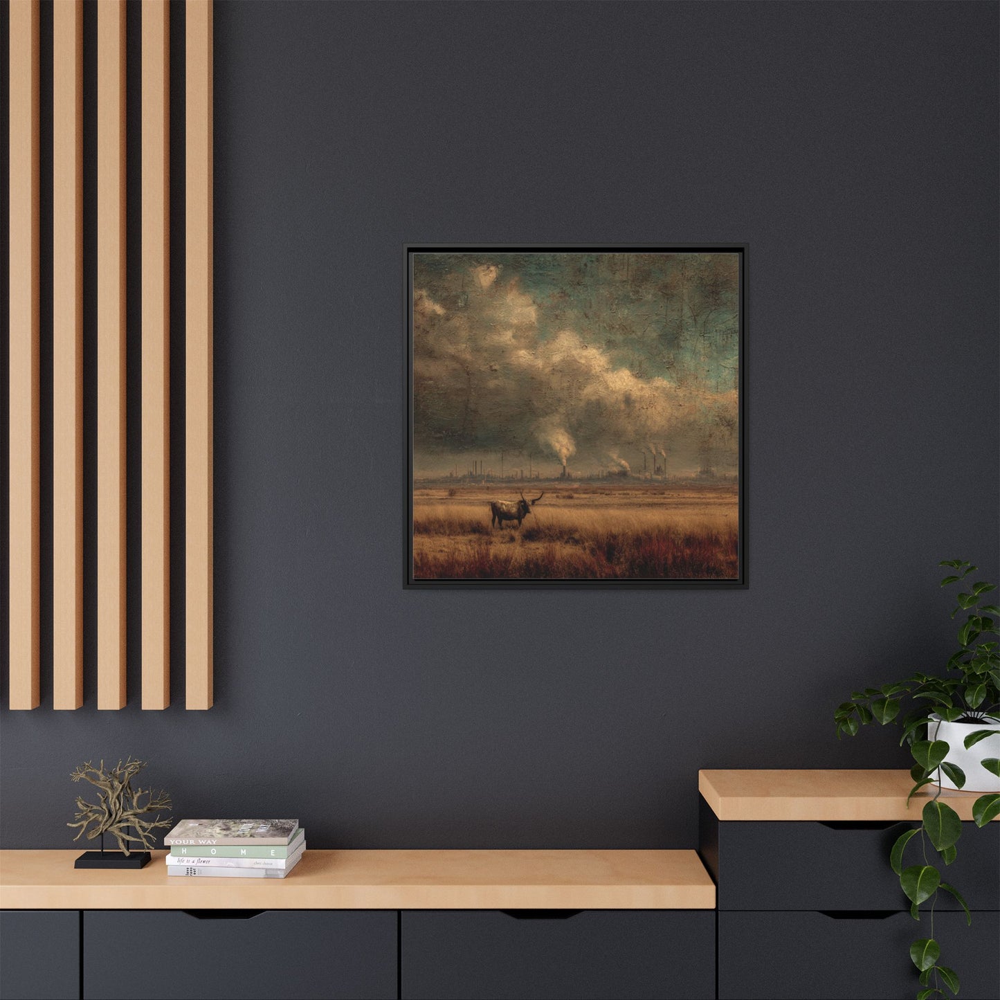 Cattle in Industrial Landscape | Vintage Style Art Print
