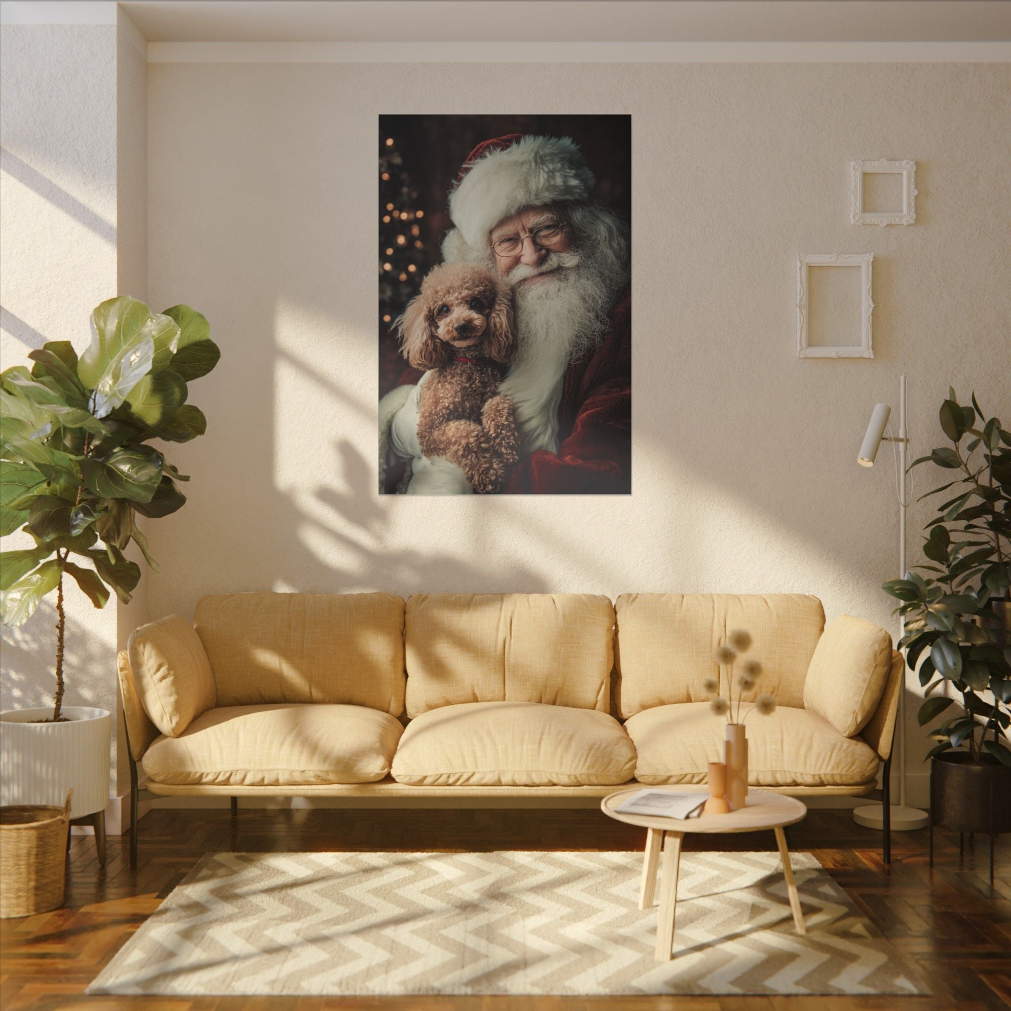 Heartwarming Santa and Poodle Artwork – Holiday Home Décor