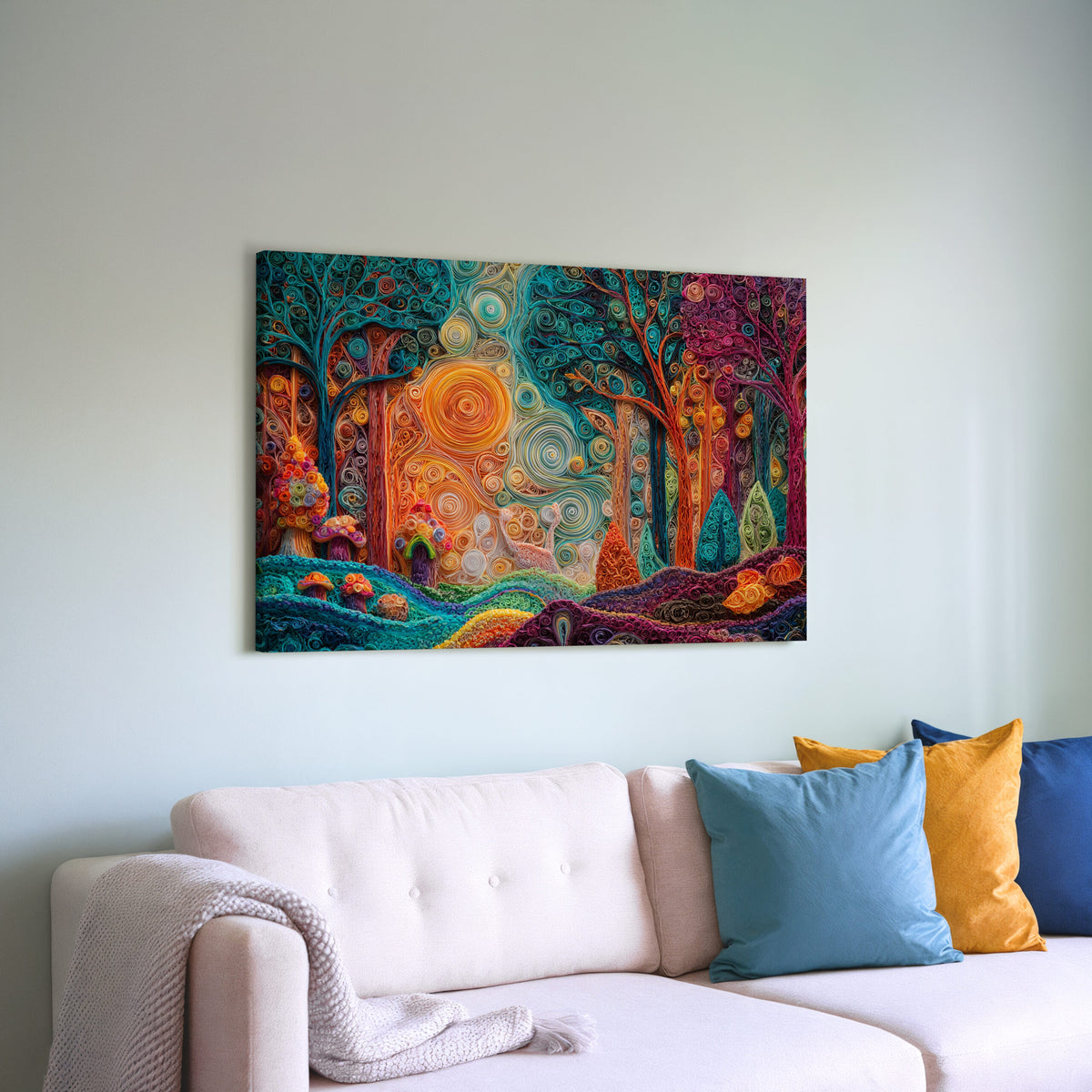 Forest Canvas Art – styled room view 5