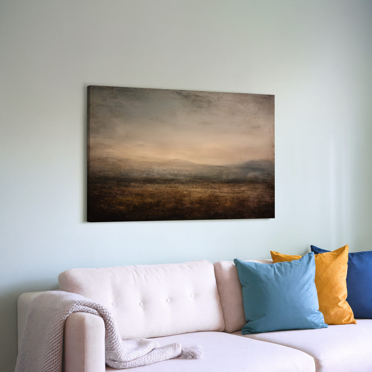 Abstract Landscape Canvas Art – styled room view 7