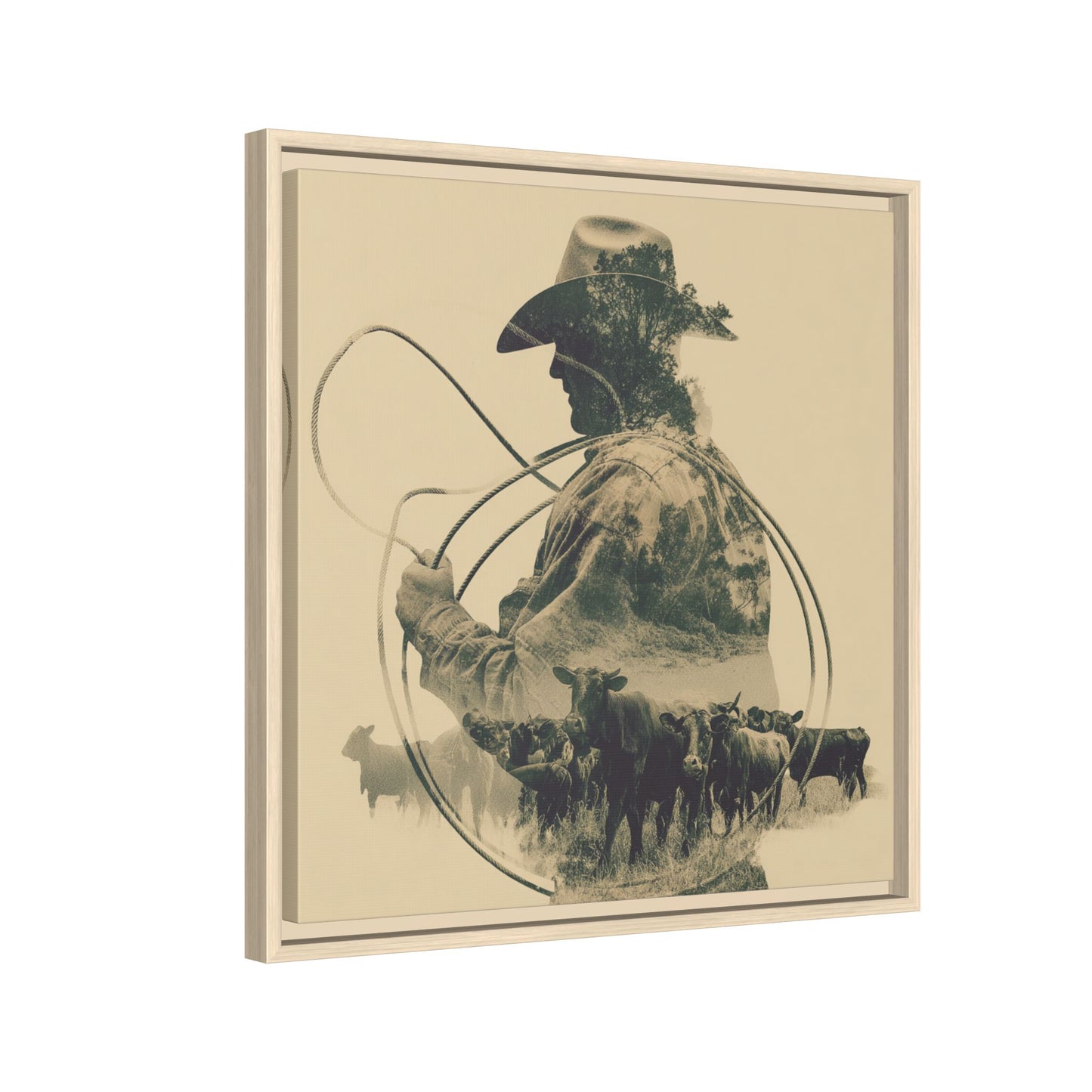 Lone Cowboy Silhouette Art - Vintage Western Charm
