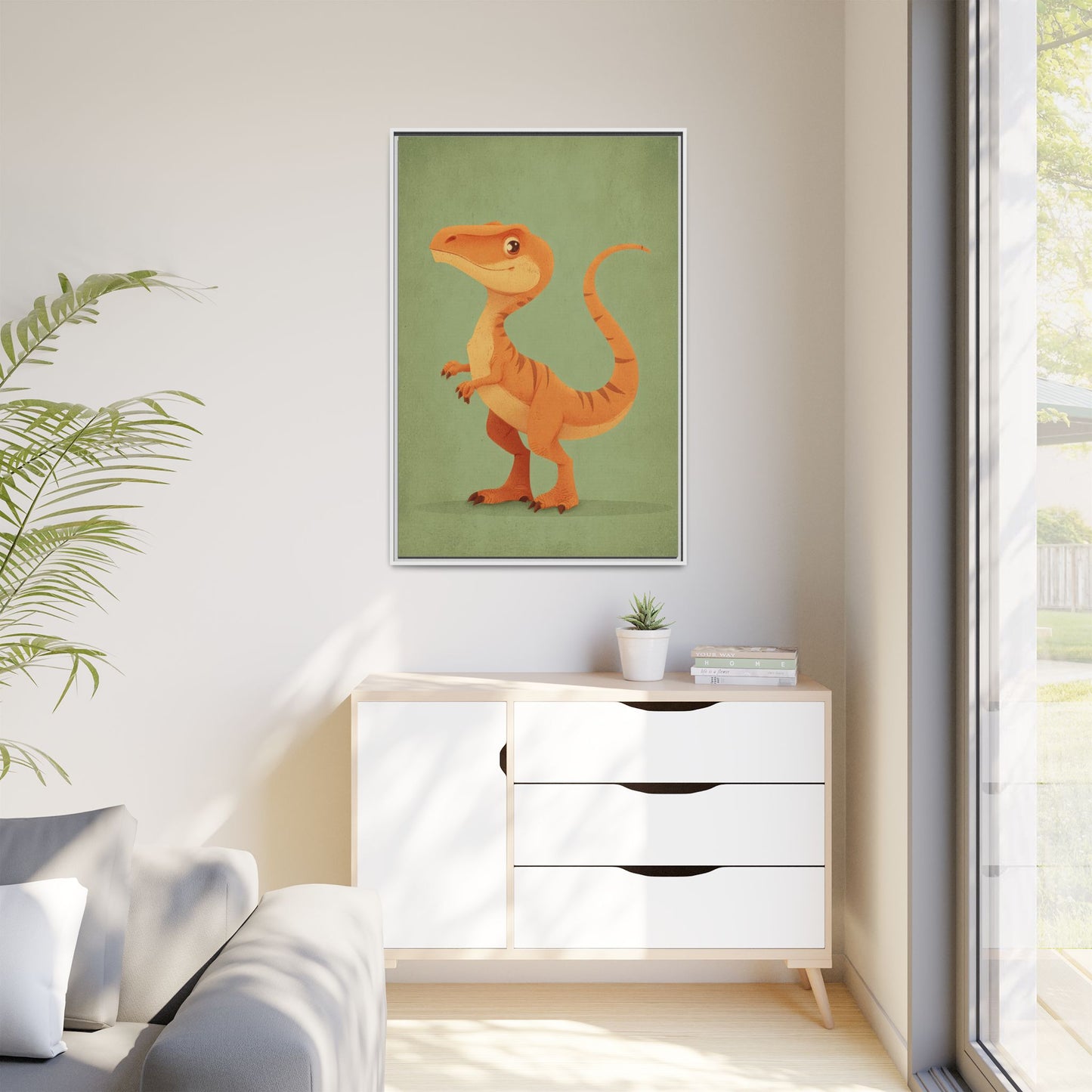 Whimsical Dinosaur Illustration Art for Kids' Rooms