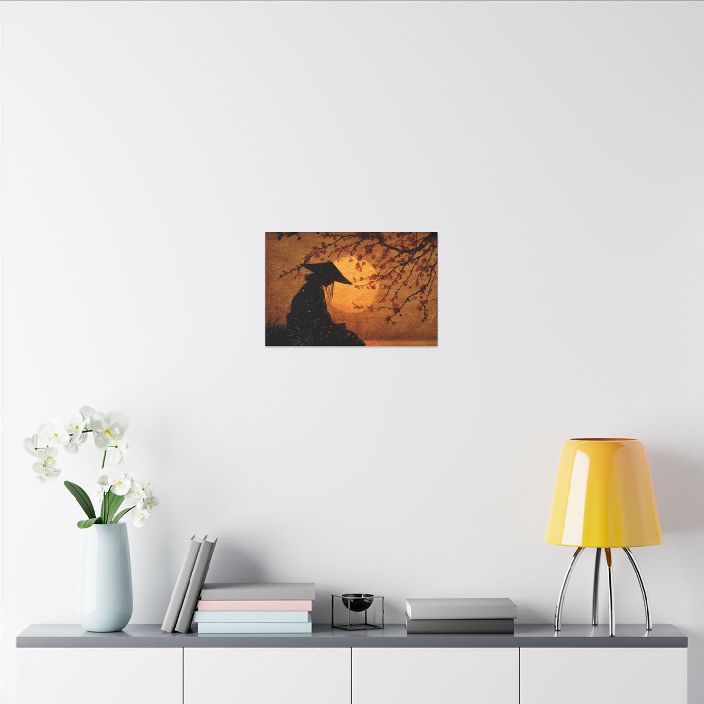 Serene Silhouette of Contemplation | Asian-Inspired Artwork