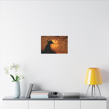 Serene Silhouette of Contemplation | Asian-Inspired Artwork