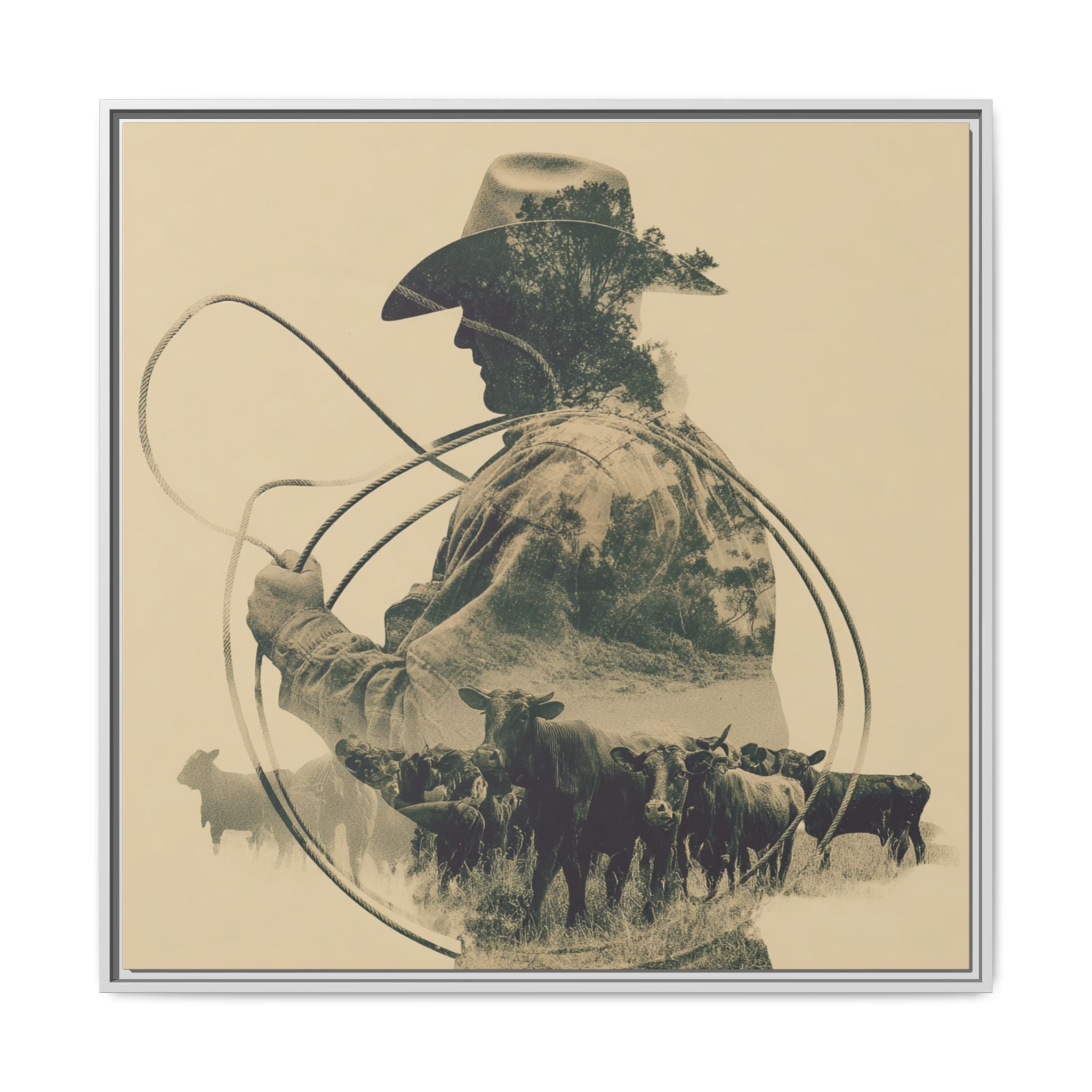 Lone Cowboy Silhouette Art - Vintage Western Charm