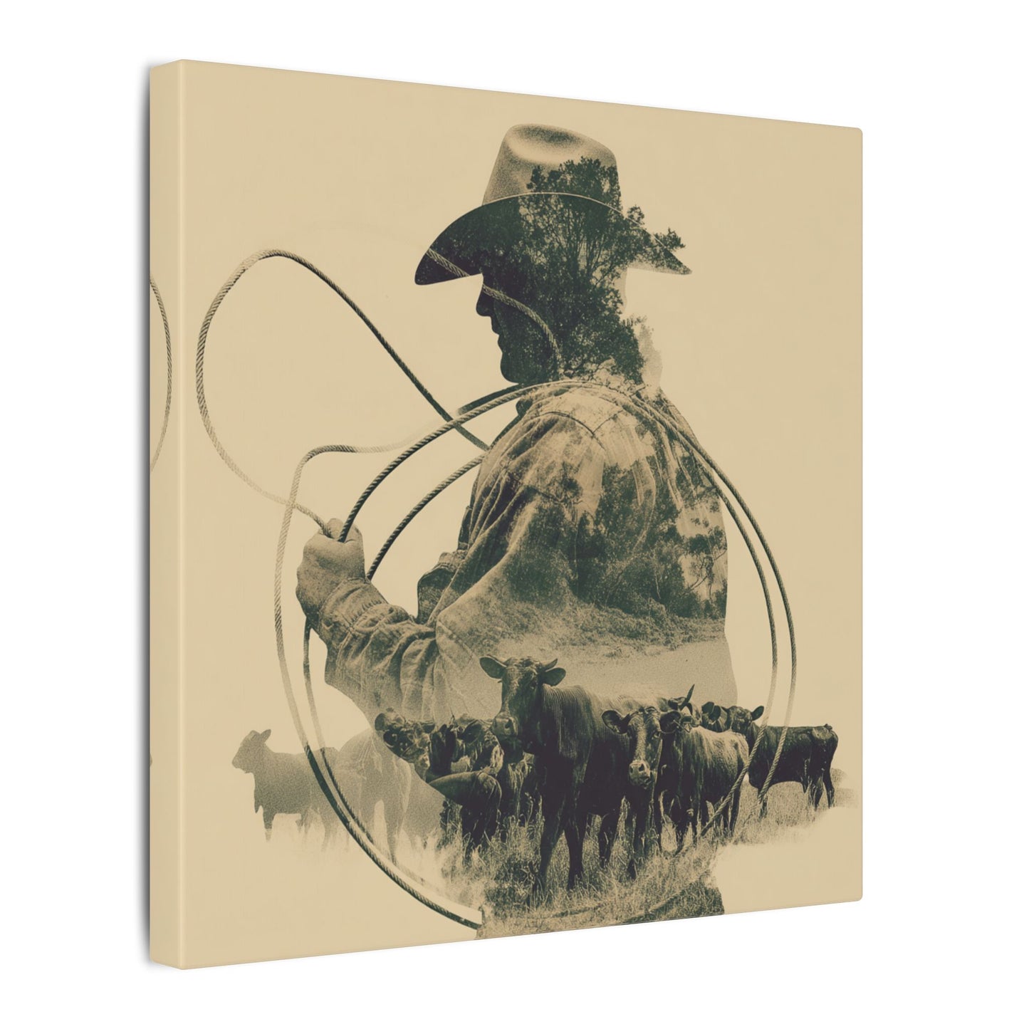 Lone Cowboy Silhouette Art - Vintage Western Charm