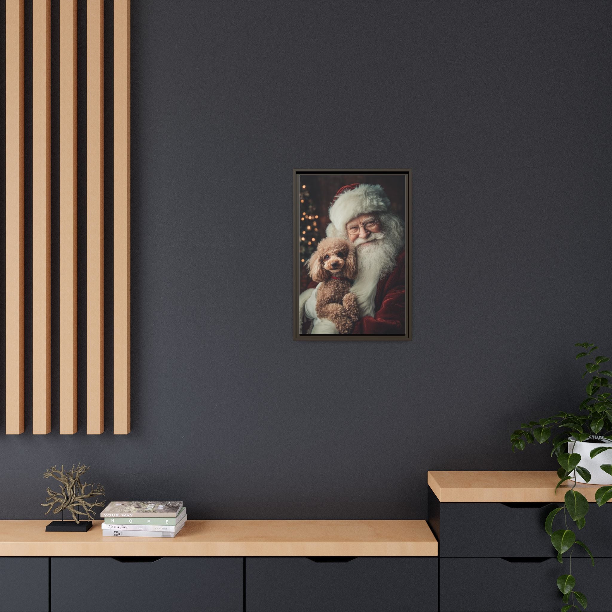 Heartwarming Santa and Poodle Artwork – Holiday Home Décor