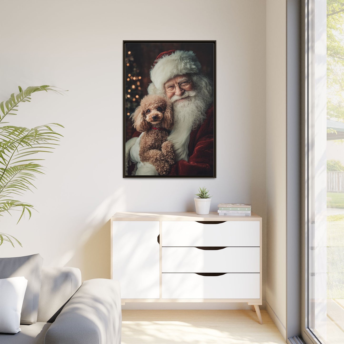 Heartwarming Santa and Poodle Artwork – Holiday Home Décor