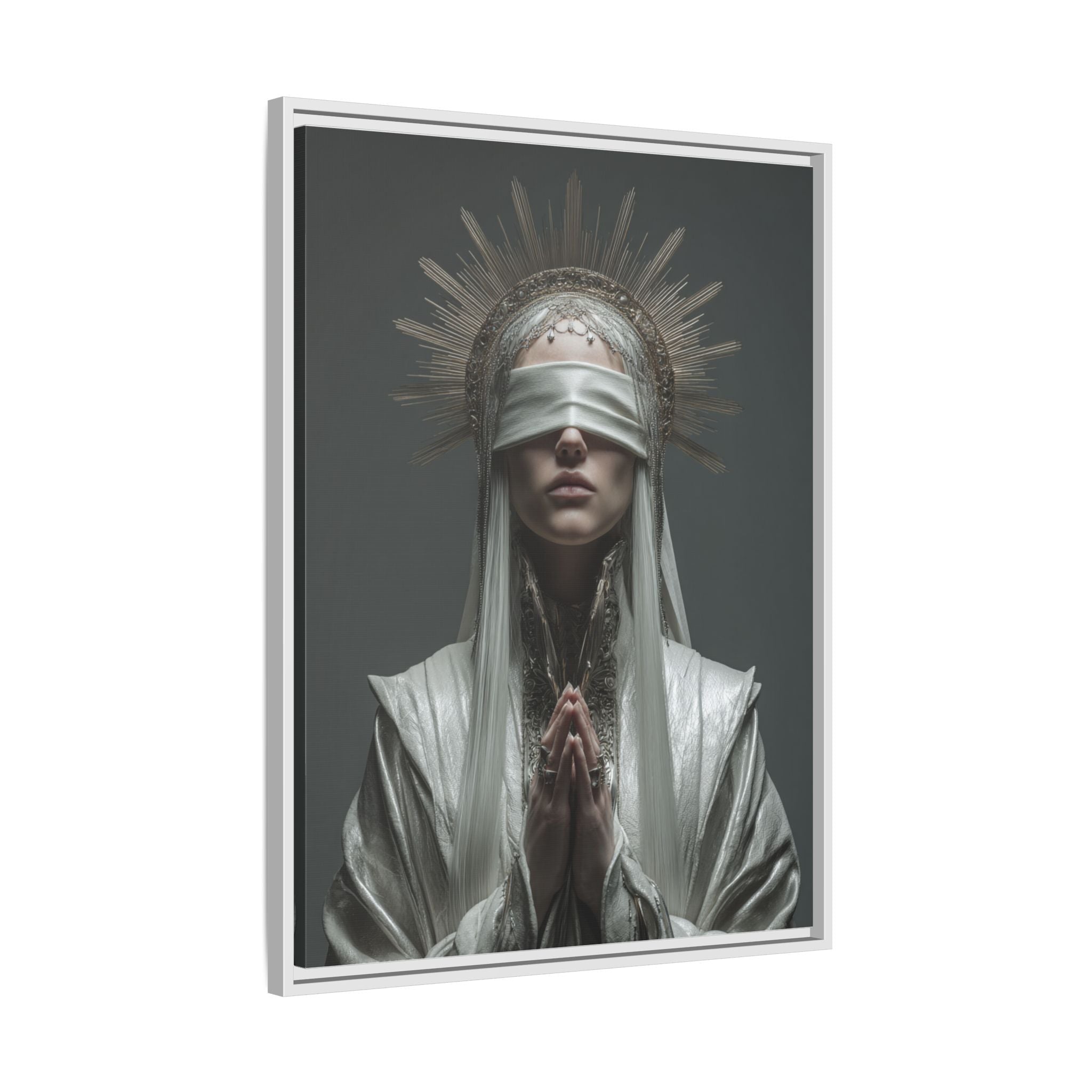 Ethereal Blindfolded Saint Art | Spiritual Home Decor
