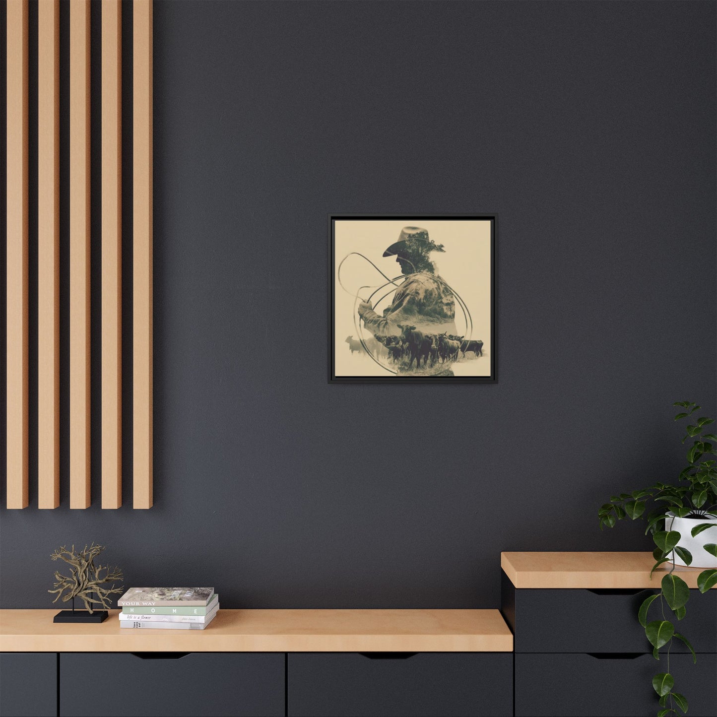 Lone Cowboy Silhouette Art - Vintage Western Charm