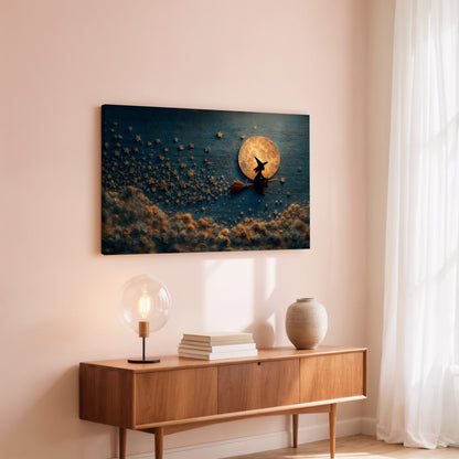 Cute Witch Canvas Wall Art – styled room view 5