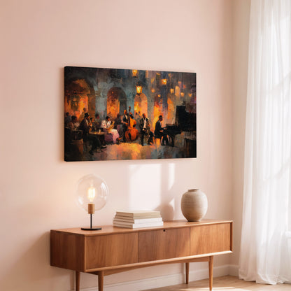Jazz Ensemble Canvas Wall Art – styled room view 6