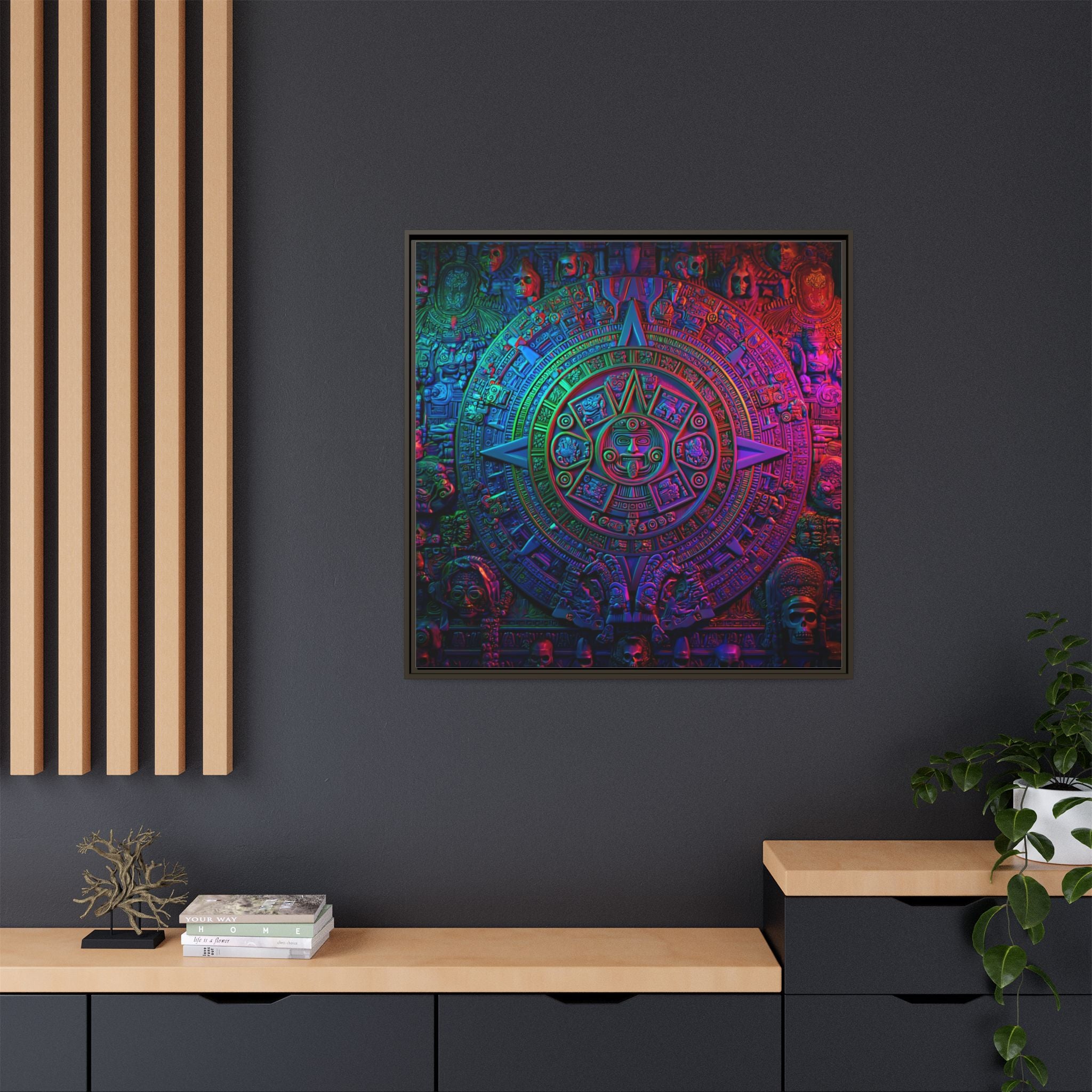 Aztec Mandala Wall Art - Colorful Cultural Decor