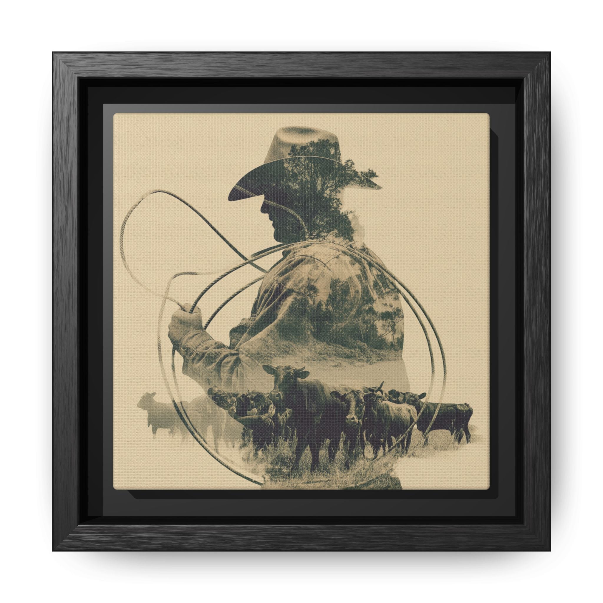 Lone Cowboy Silhouette Art - Vintage Western Charm
