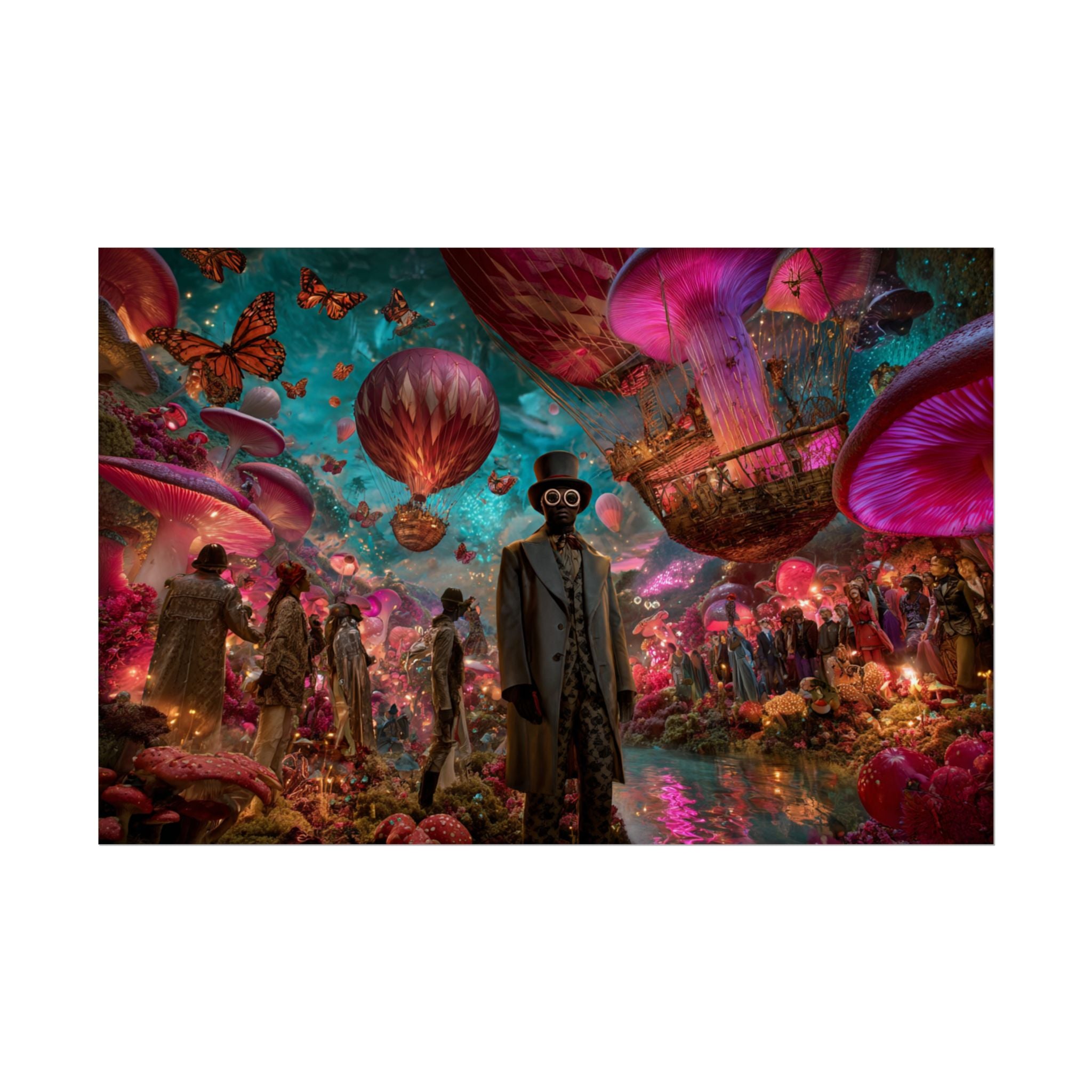 Whimsical Hot Air Balloon Fantasy Artwork | Surreal Landscape