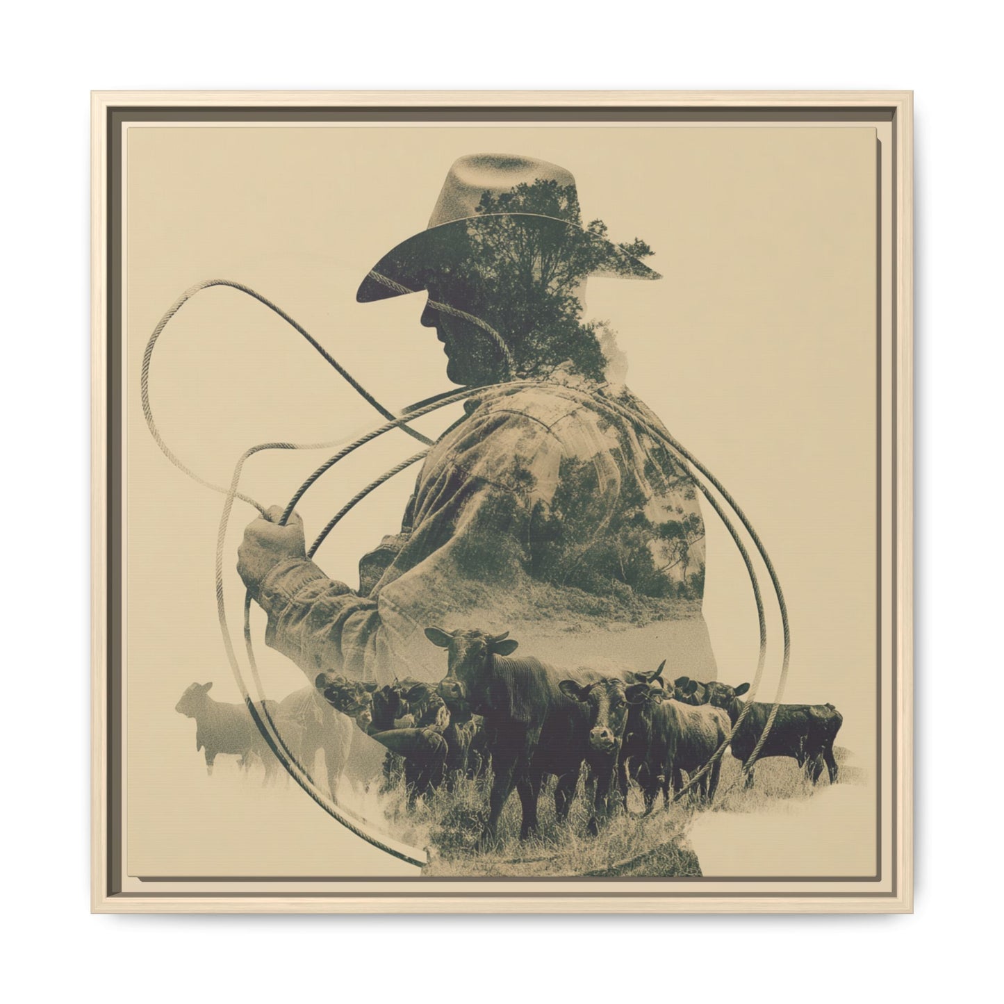 Lone Cowboy Silhouette Art - Vintage Western Charm