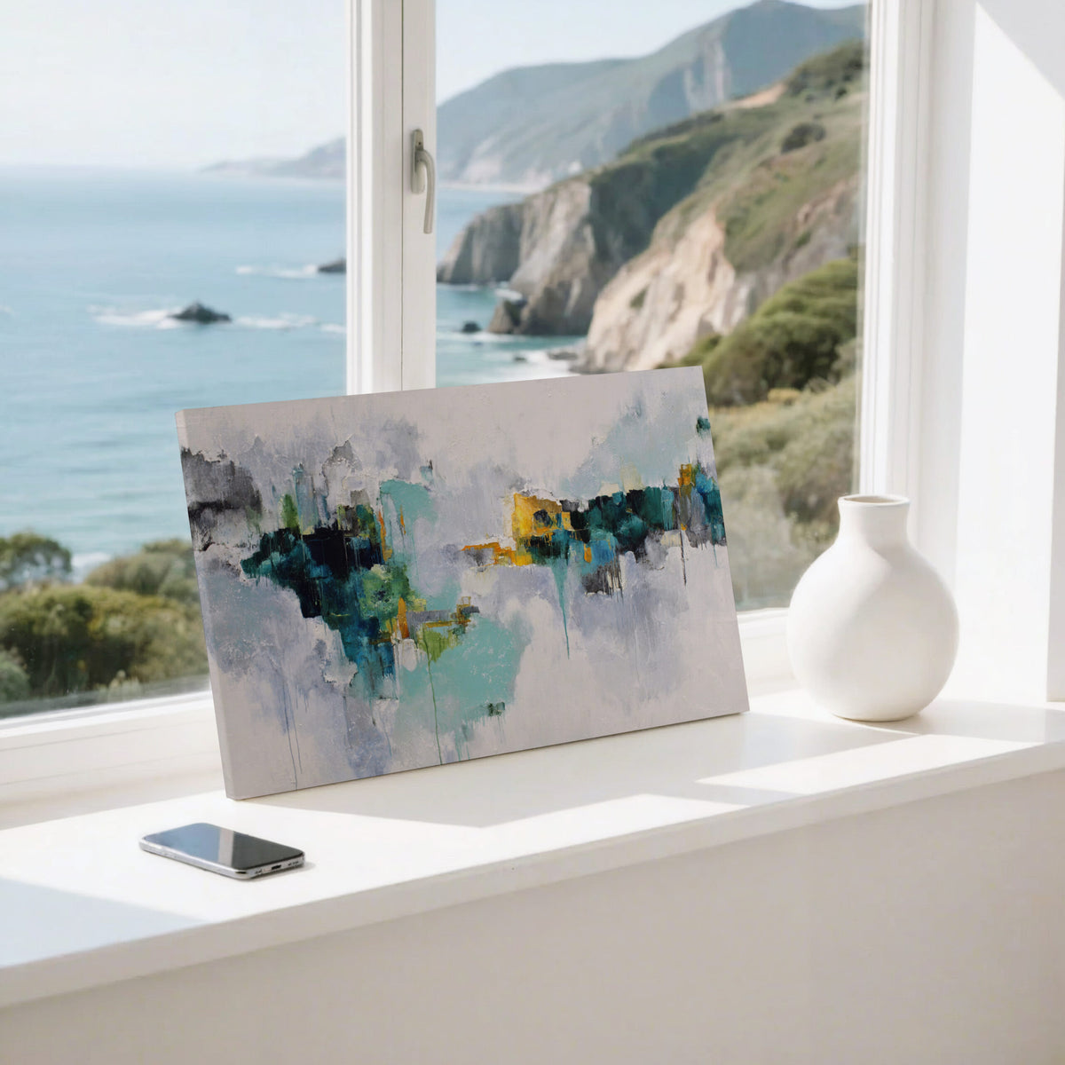 Abstract Fluid Canvas Wall Art – styled room view 6