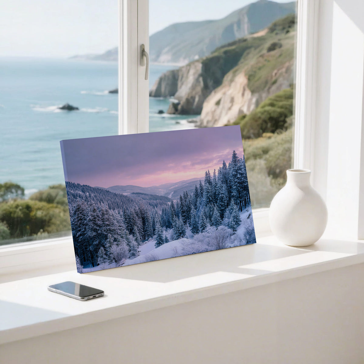 Winter Forest Canvas Print – styled room view 6