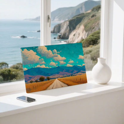 Mountain Road Landscape Canvas Wall Art – styled room view 7