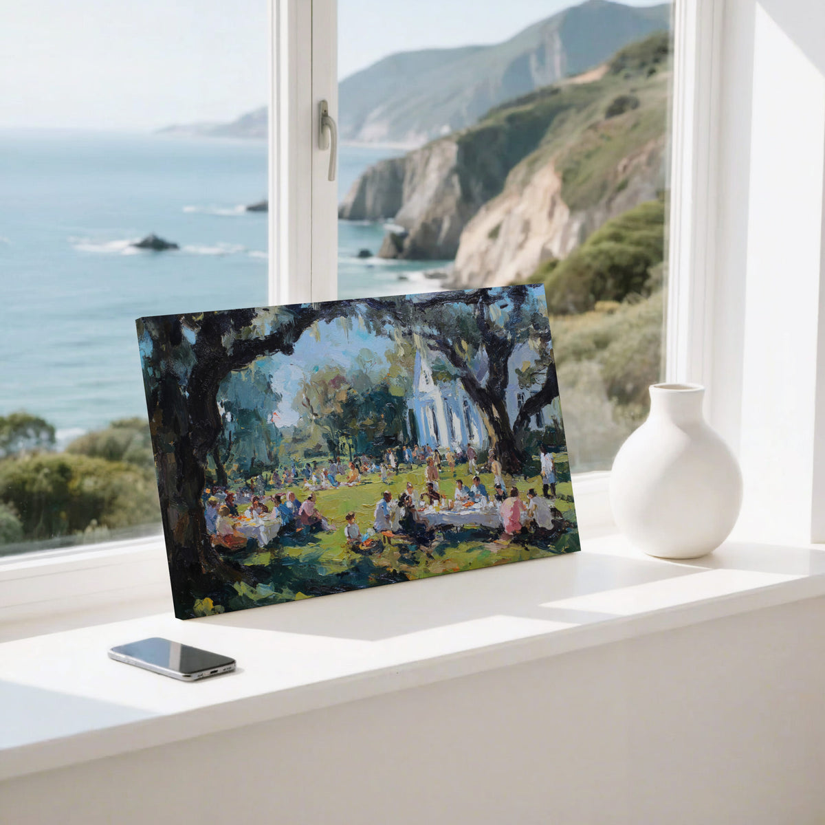 Southern Church Picnic Canvas Print – styled room view 6
