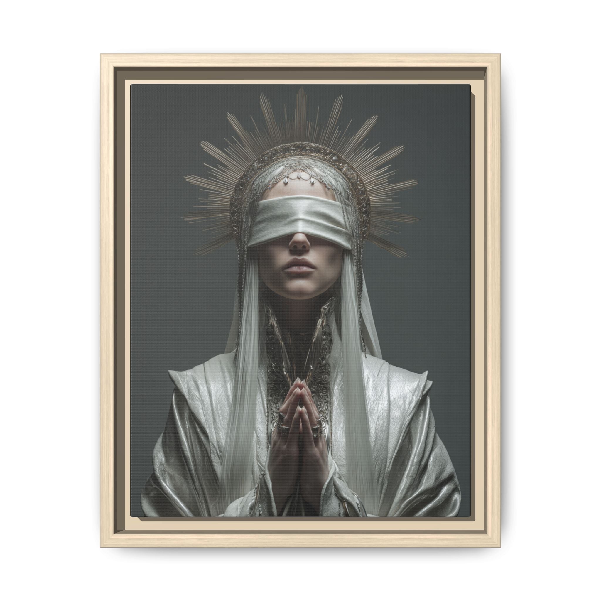 Ethereal Blindfolded Saint Art | Spiritual Home Decor
