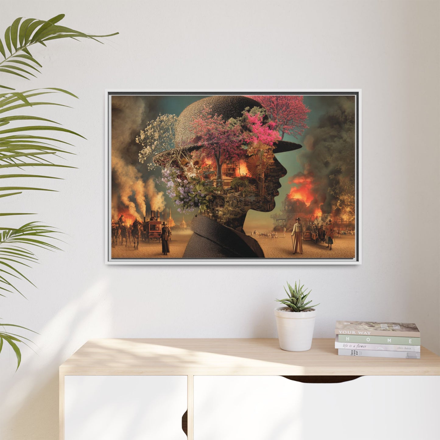 Whimsical Floral Silhouette Art Print | Living Room Décor