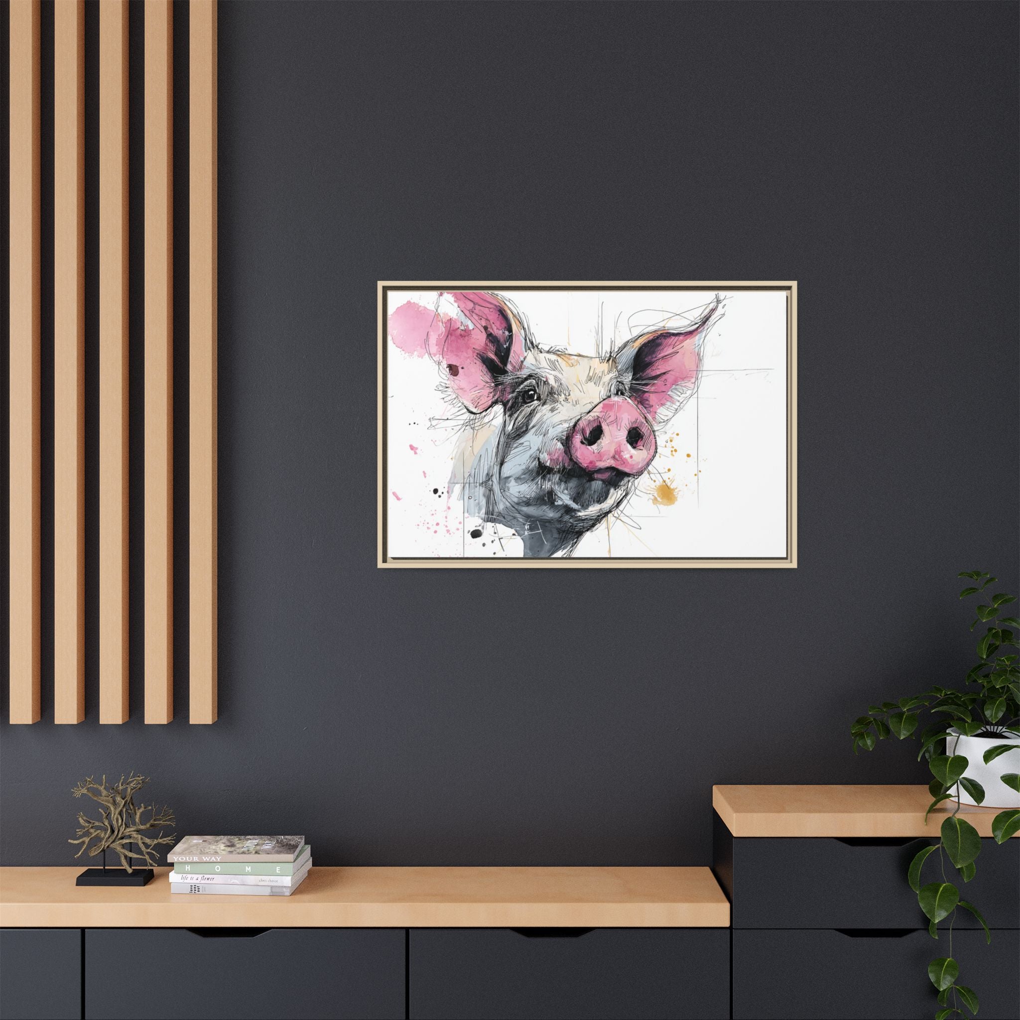 Whimsical Pig Art Print - Playful Farmhouse Decor