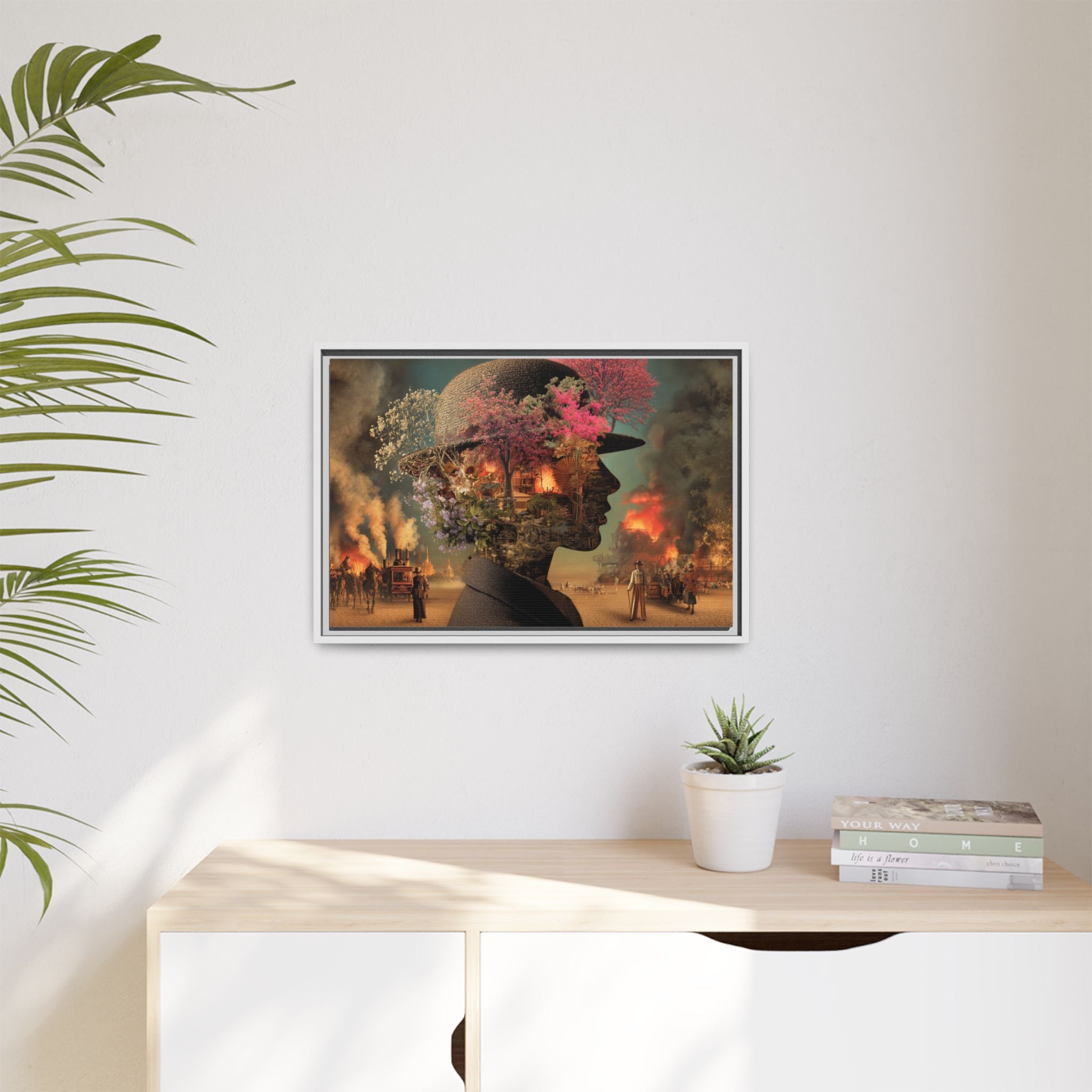 Whimsical Floral Silhouette Art Print | Living Room Décor