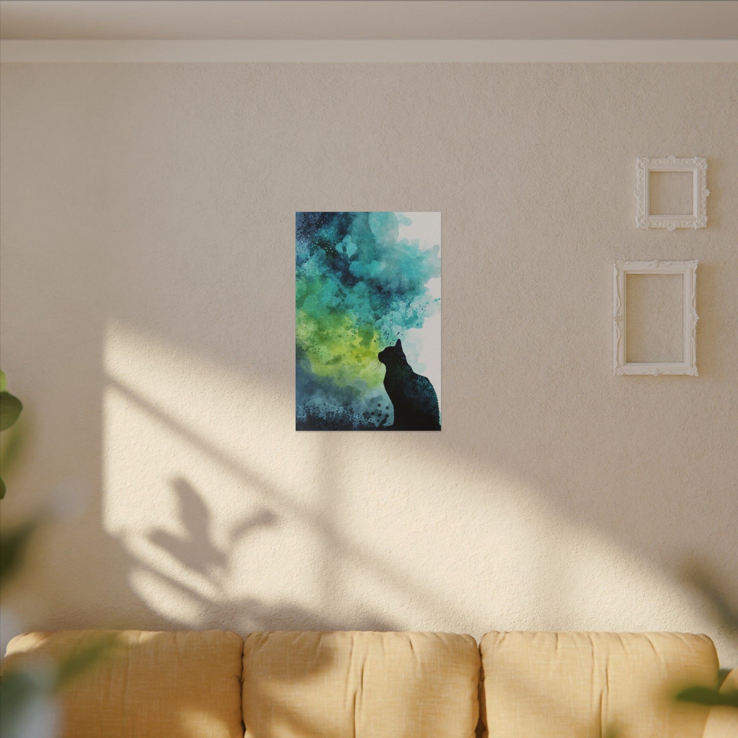 Dreamy Cat Watercolor Art Print - Serene Home Decor