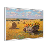 Sunflower Harvest Wagon Decor | Rustic Farm Art for Home