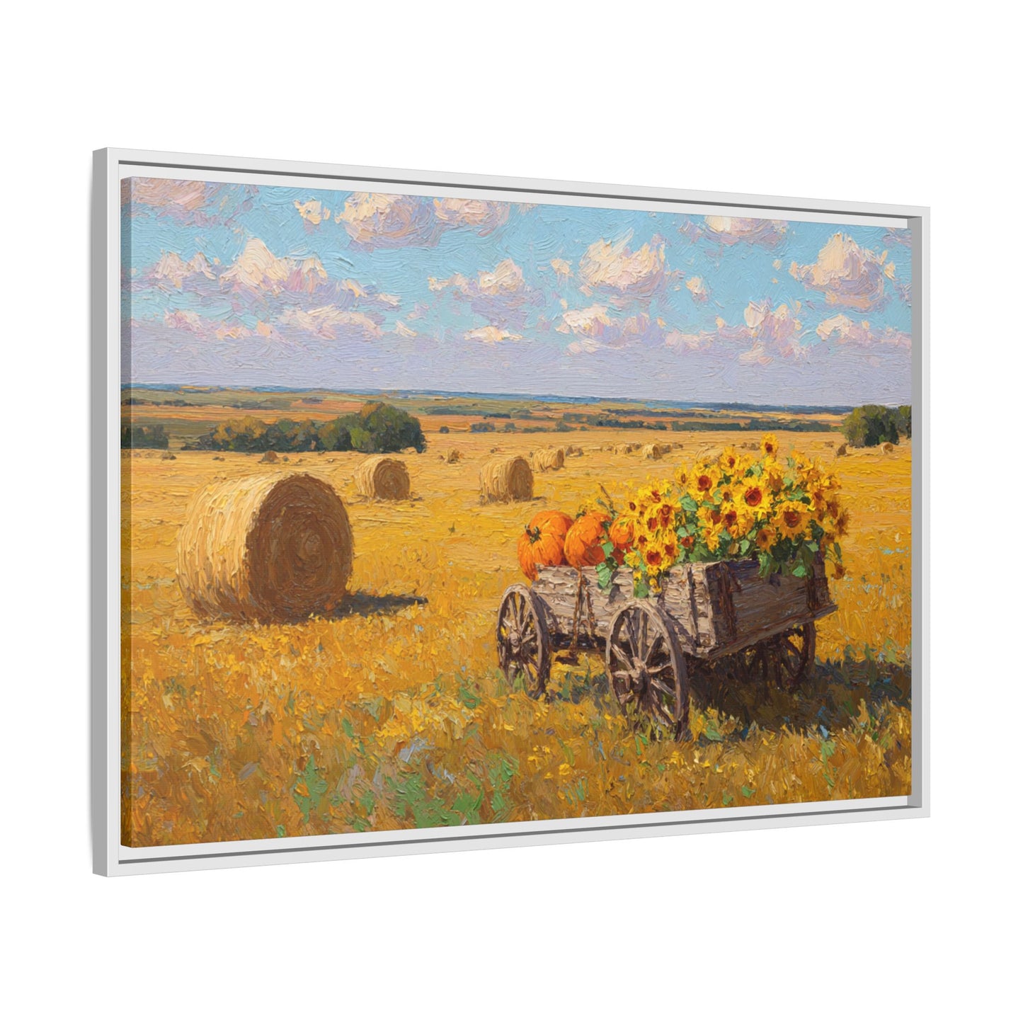 Sunflower Harvest Wagon Decor | Rustic Farm Art for Home