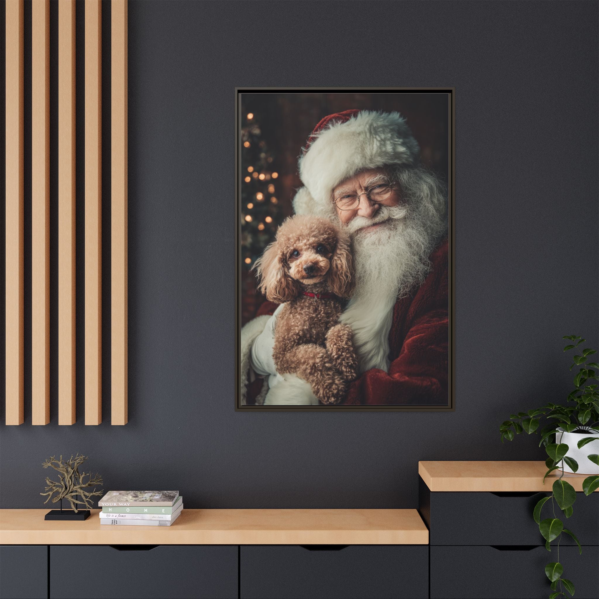Heartwarming Santa and Poodle Artwork – Holiday Home Décor