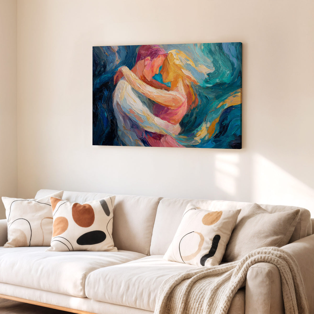 Abstract Intimate Canvas Art – styled room view 5