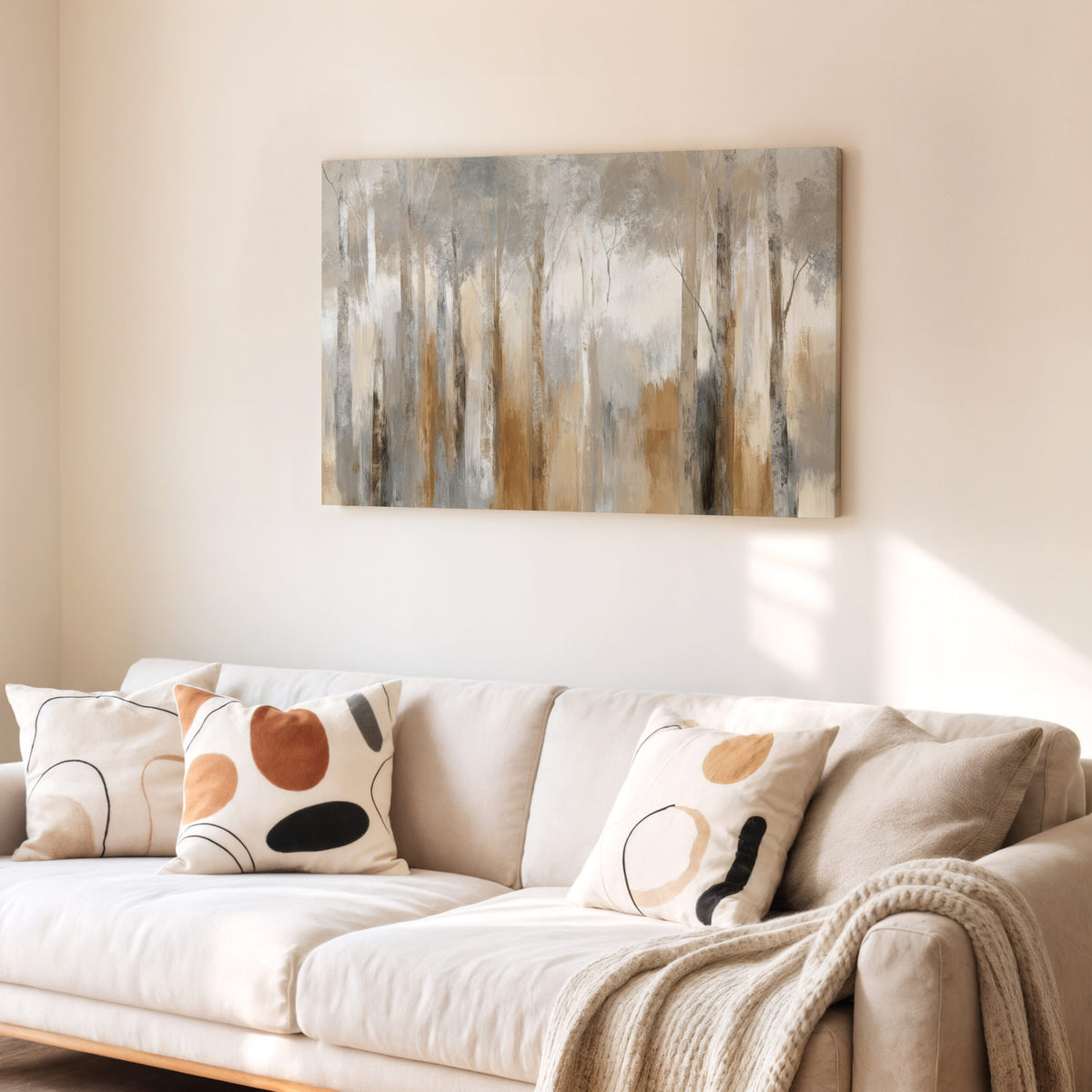 Abstract Forest Canvas Wall Art – styled room view 6