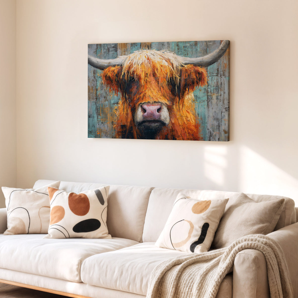 Highland Cow Wall Art – styled room view 6