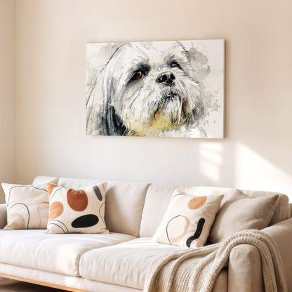 Shih Tzu Dog Portrait Canvas Print – styled room view 6