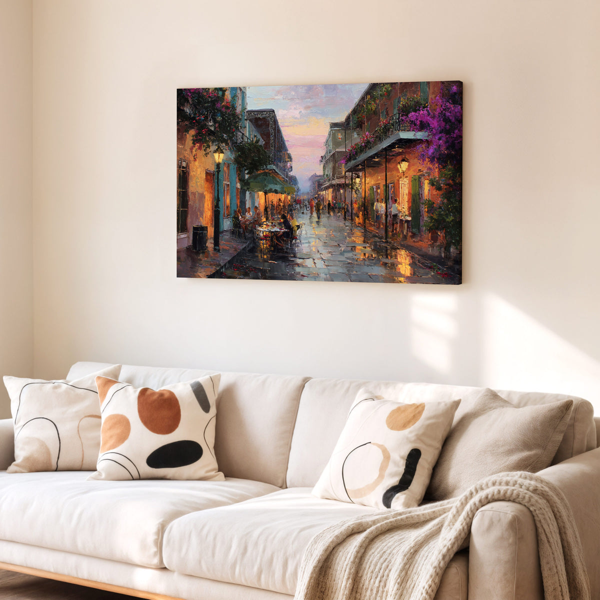 New Orleans French Quarter Canvas Print – styled room view 6