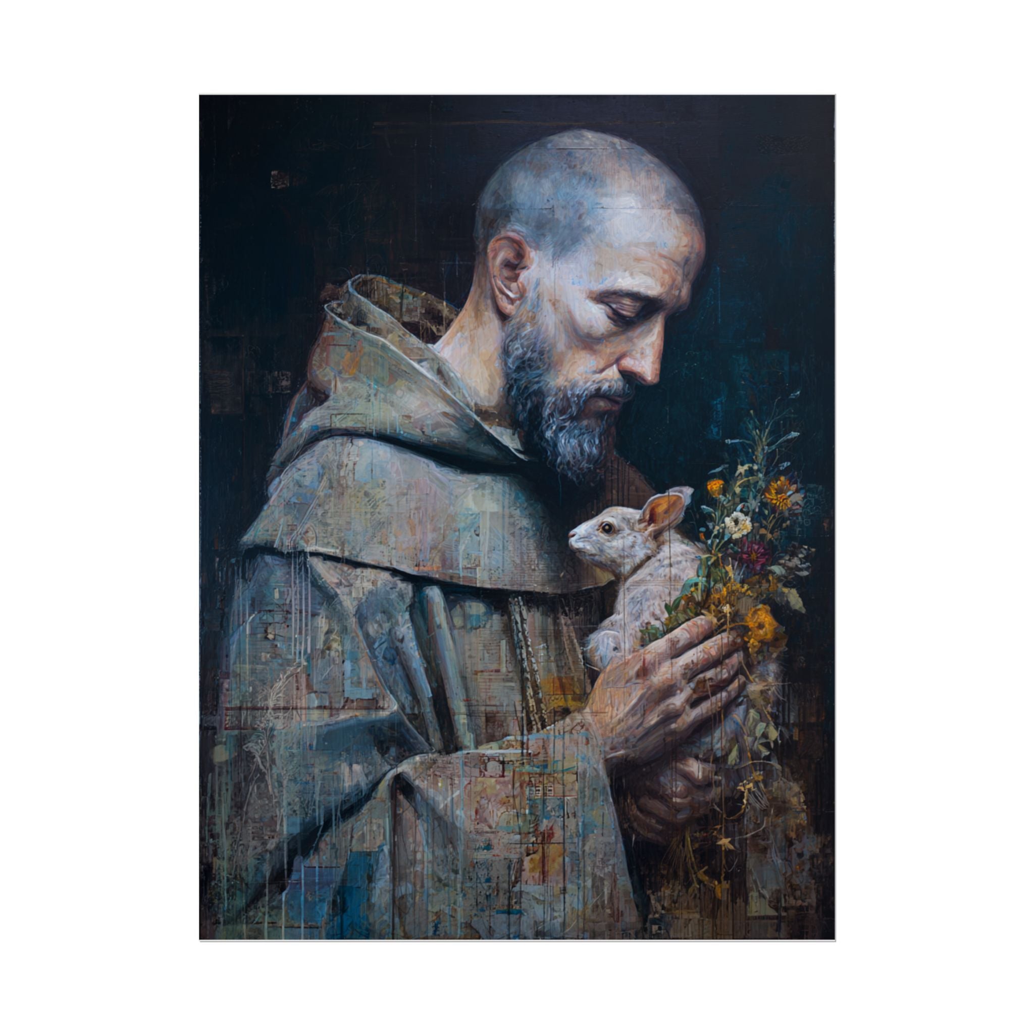 Saint Francis and Rabbit Artwork - Nature Inspired Wall Art