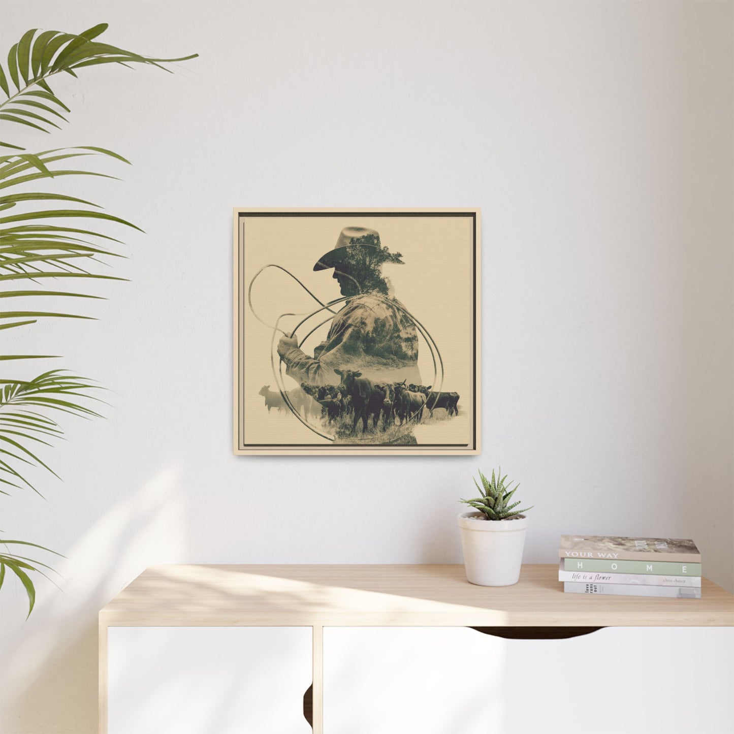 Lone Cowboy Silhouette Art - Vintage Western Charm