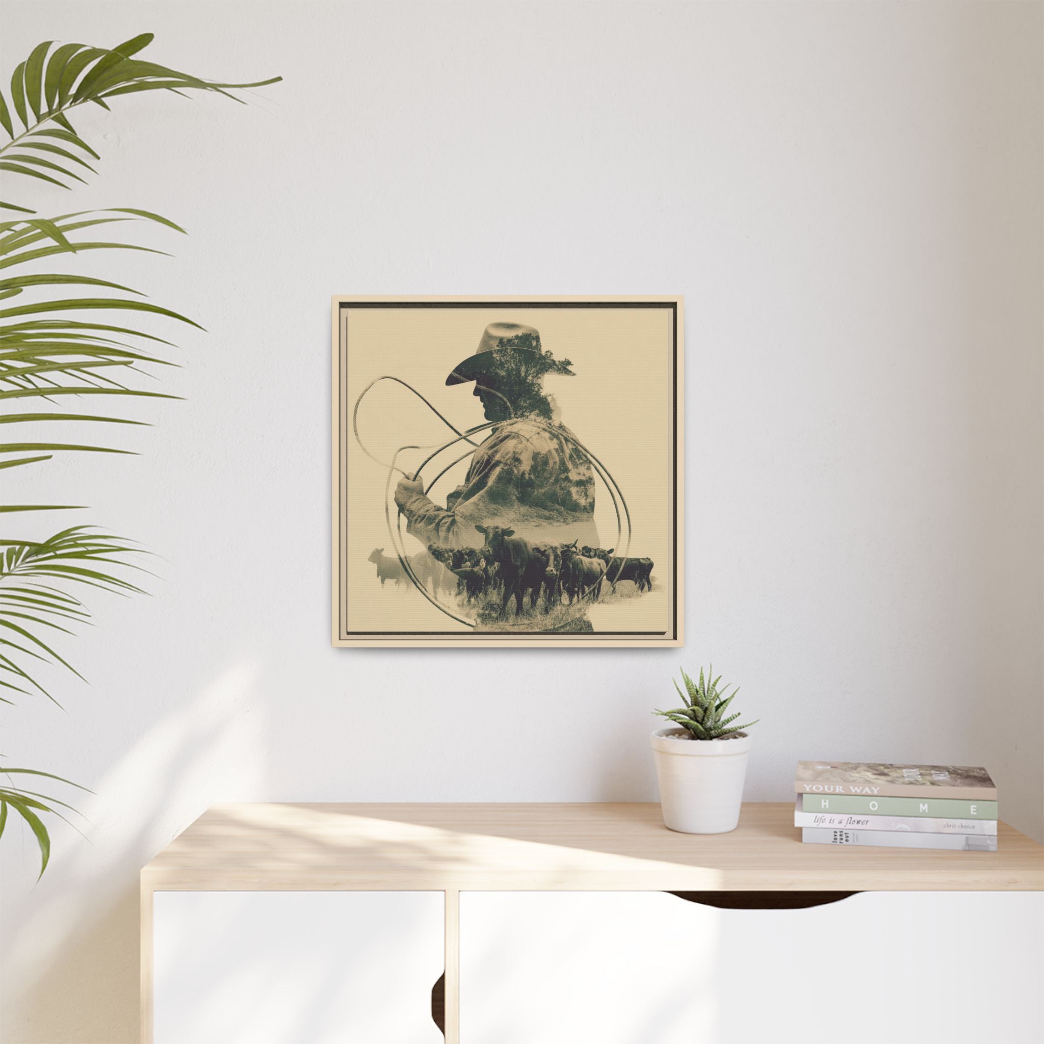 Lone Cowboy Silhouette Art - Vintage Western Charm