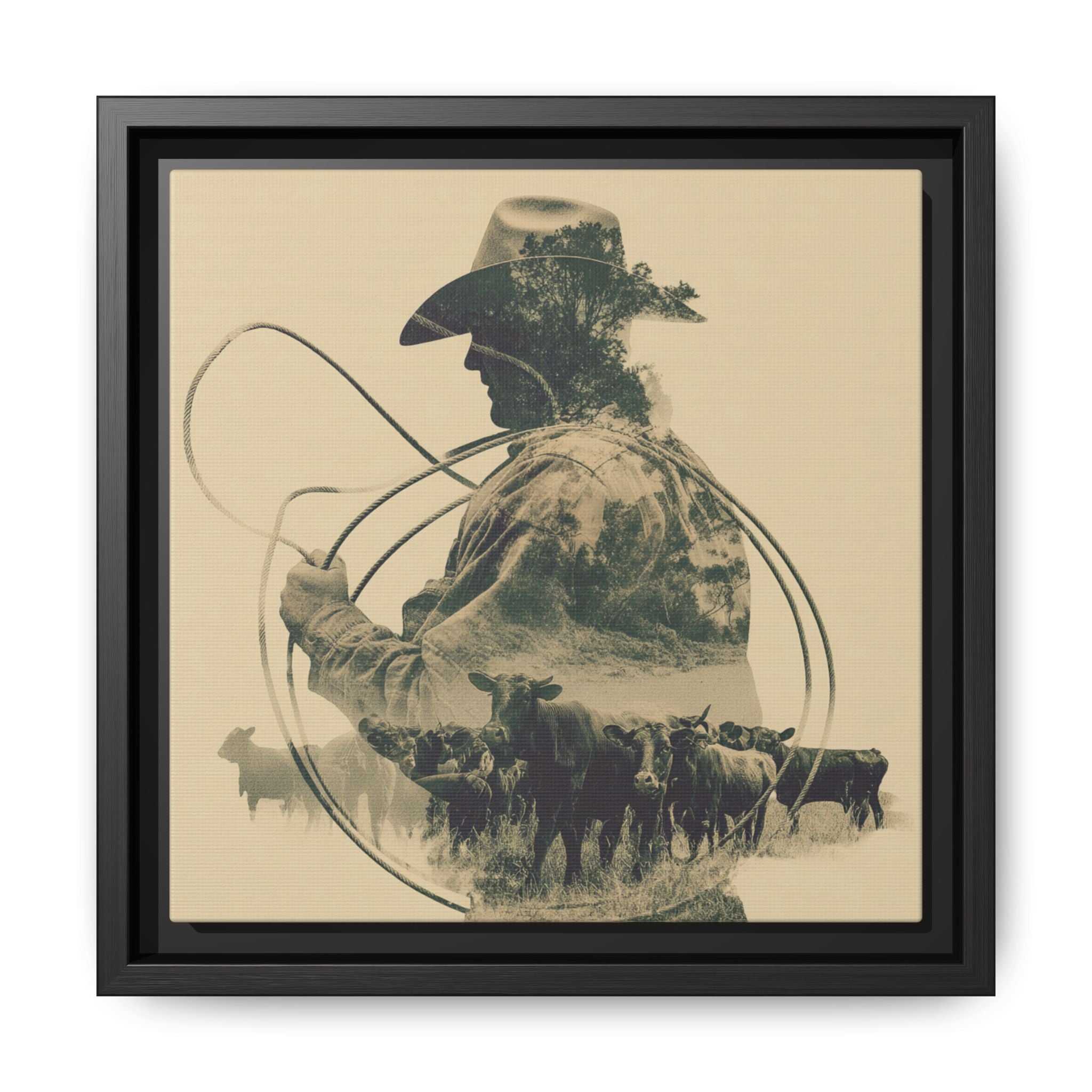 Lone Cowboy Silhouette Art - Vintage Western Charm