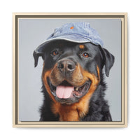 Whimsical Rottweiler Art - Denim Hat Dog Portrait