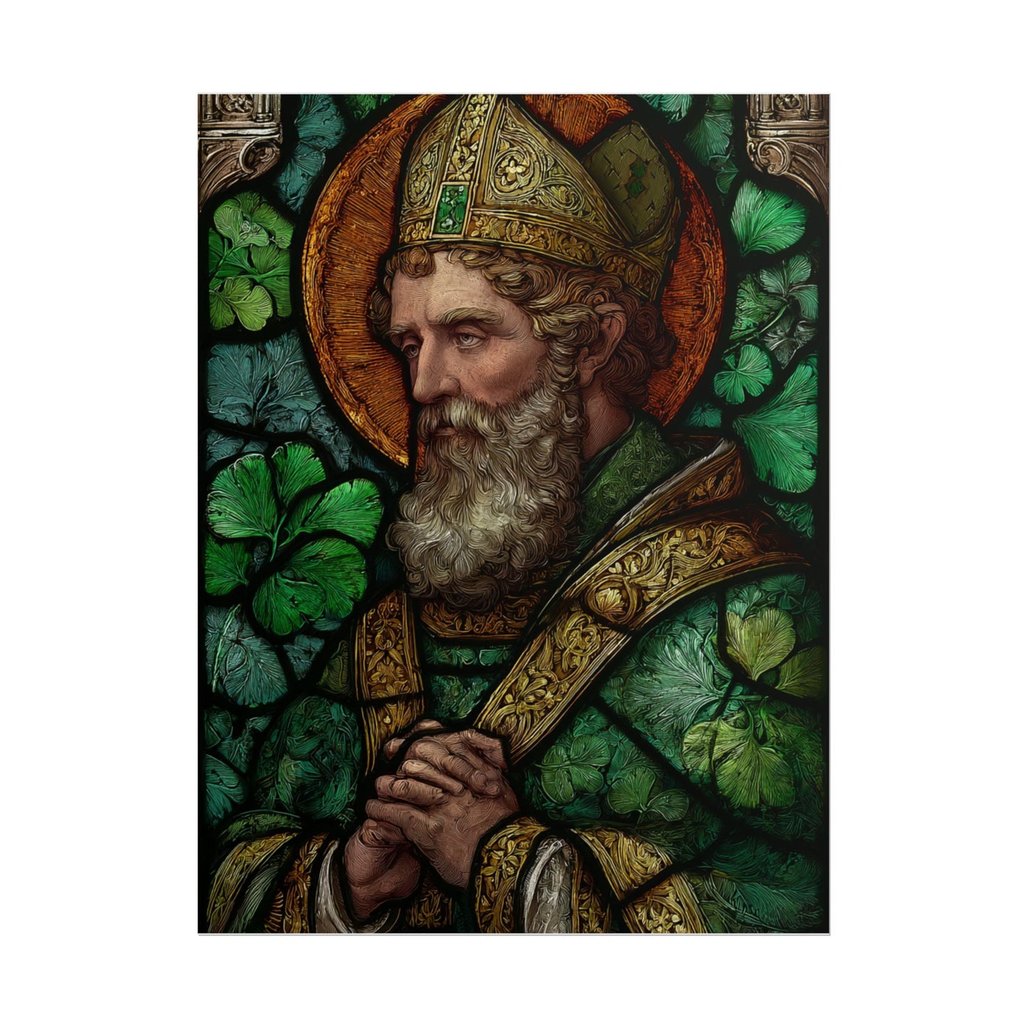 Saint Artwork | Irish Heritage Art | Traditional Green Tones